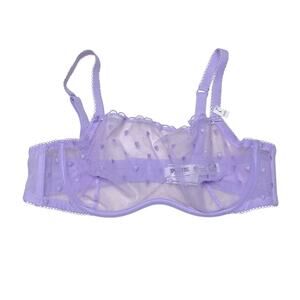 Victoria's Secret PINK Wink Scoop Bra Heart Embroidery Mesh Pastel Lilac Large